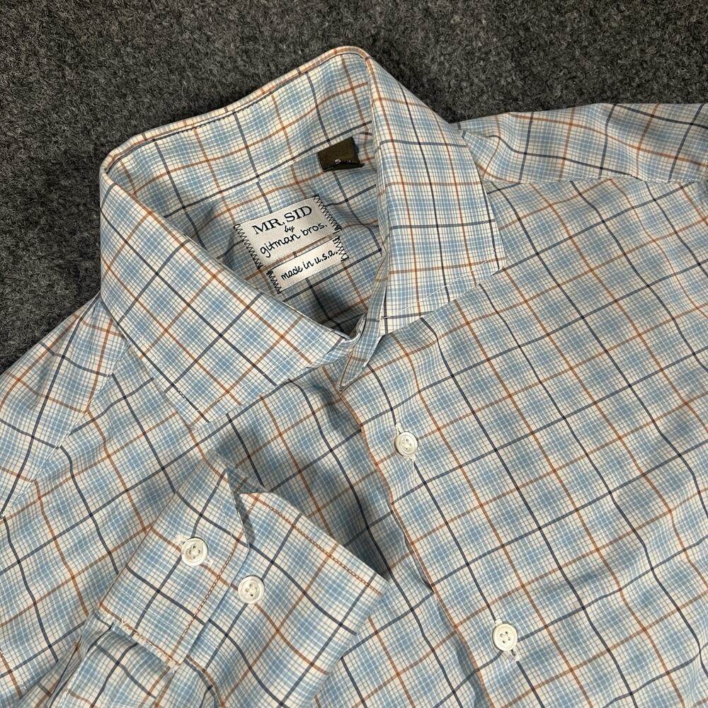 Gitman Bros Shirt Mens Small Blue Plaid Button Down Long Sleeve USA Vintage